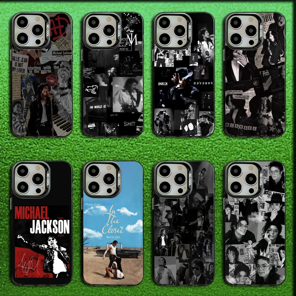 

Singer Michael J-Jackson Phone Case For iPhone 16,15,14,13,12,11,Mini,Pro,MAX Gray Matte Silicone Black Cover