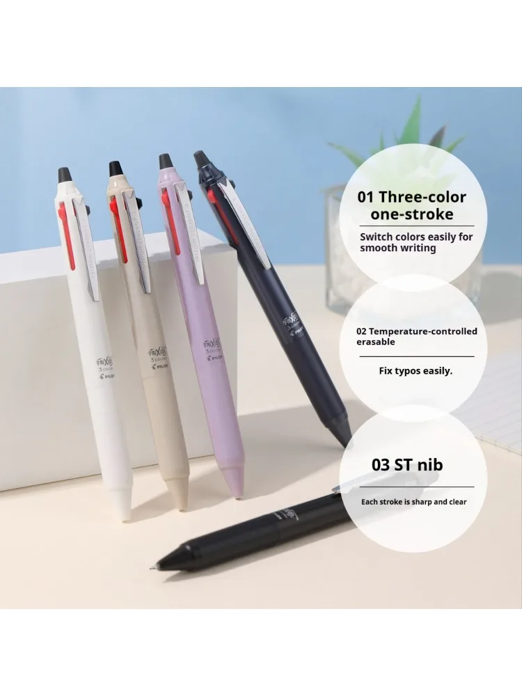 Pilot Frixion Erasable 3-Color Clicker Gel Pen, wielofunkcyjny długopis 0,4 mm z wkładem wymiennym i mechanizmem wysuwania, z gumką i tuszem termoczułym. — 2