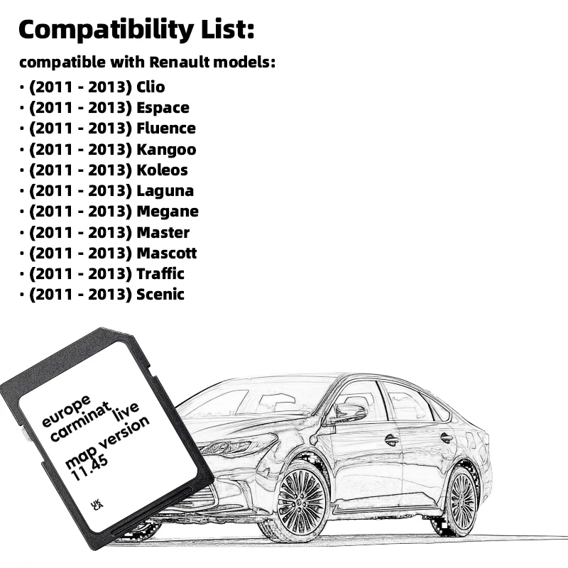 for Renault Megane Clio Laguna Car Navigation Carminal Live 11.45 Sat Nav Part 8201756572 SD Card Update Europe 2025 Maps 8GB