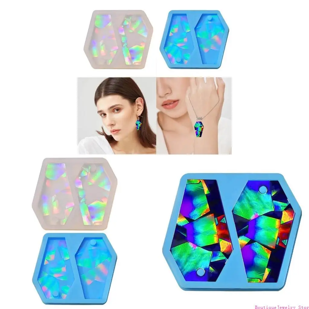 E1PE Silicone Molds Geometric Coffin Earrings Mold DIY Ornaments Mould