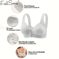 Fallsweet Seamless Front Closure Bra For Women Solid Wire-Free Push Up Bralette Full Coverage Fixed Cups Comfortable Underwear - Image 2