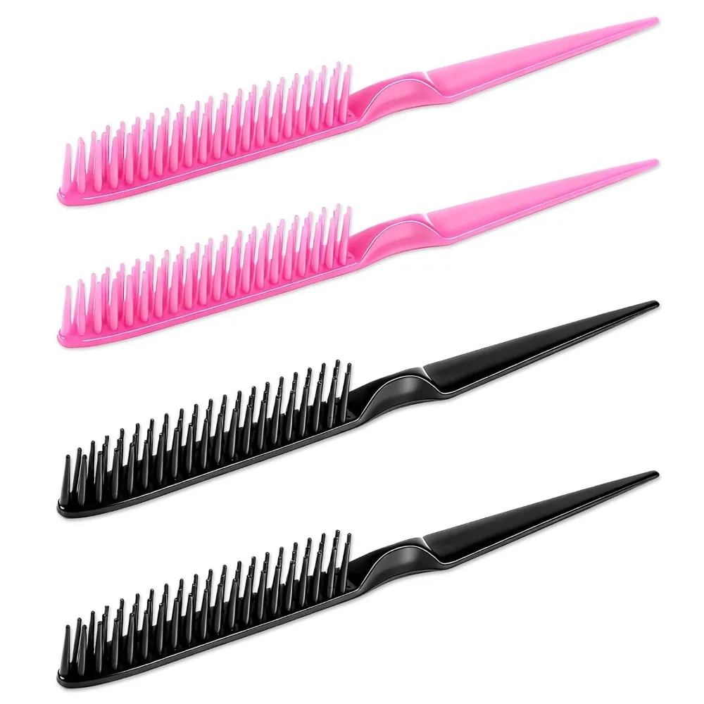 3-Row Hair Comb Set - 4PCS Rat Tail Styling Combs for Detangling and Sectioning