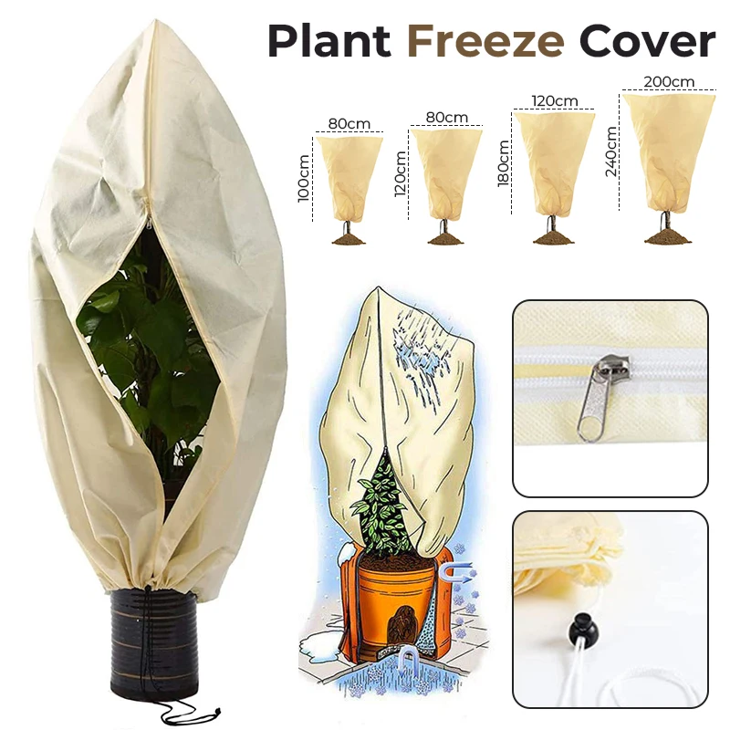 Plant Cover Freeze Protection Thick Winter Shrub Plant Protecting Bag Cover Tree Frost Blanket Anti-Freeze Warm Plant Cover Bag