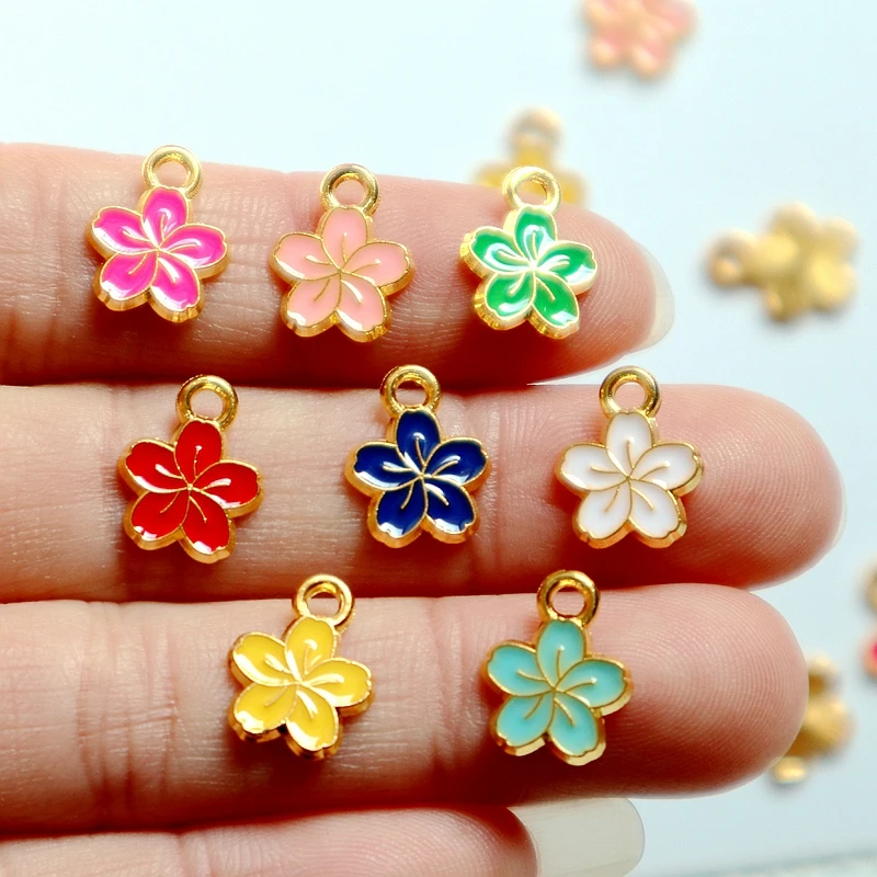 20PCS Colorful Flower Alloy Enamel Pendant Charm Classic Versatile Dangle DIY Necklace Bracelet Earrings Keychain Accessories