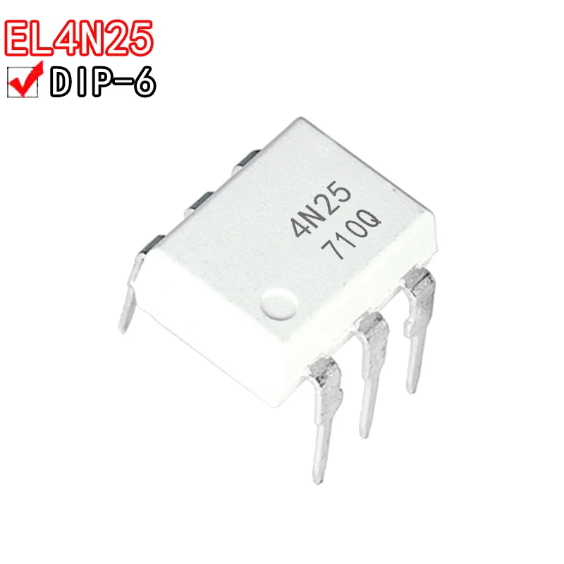 10PCS White 4N25 in-line DIP6 optocoupler transistor output generation EL4N25
