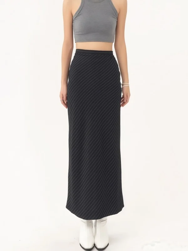 

Оригинальная ретро-юбка из твила для женщин, осенне-зимняя, больших размеров, А-силуэт, стройнящая, длинная, с высокой талией, на молнии, в корейском стиле