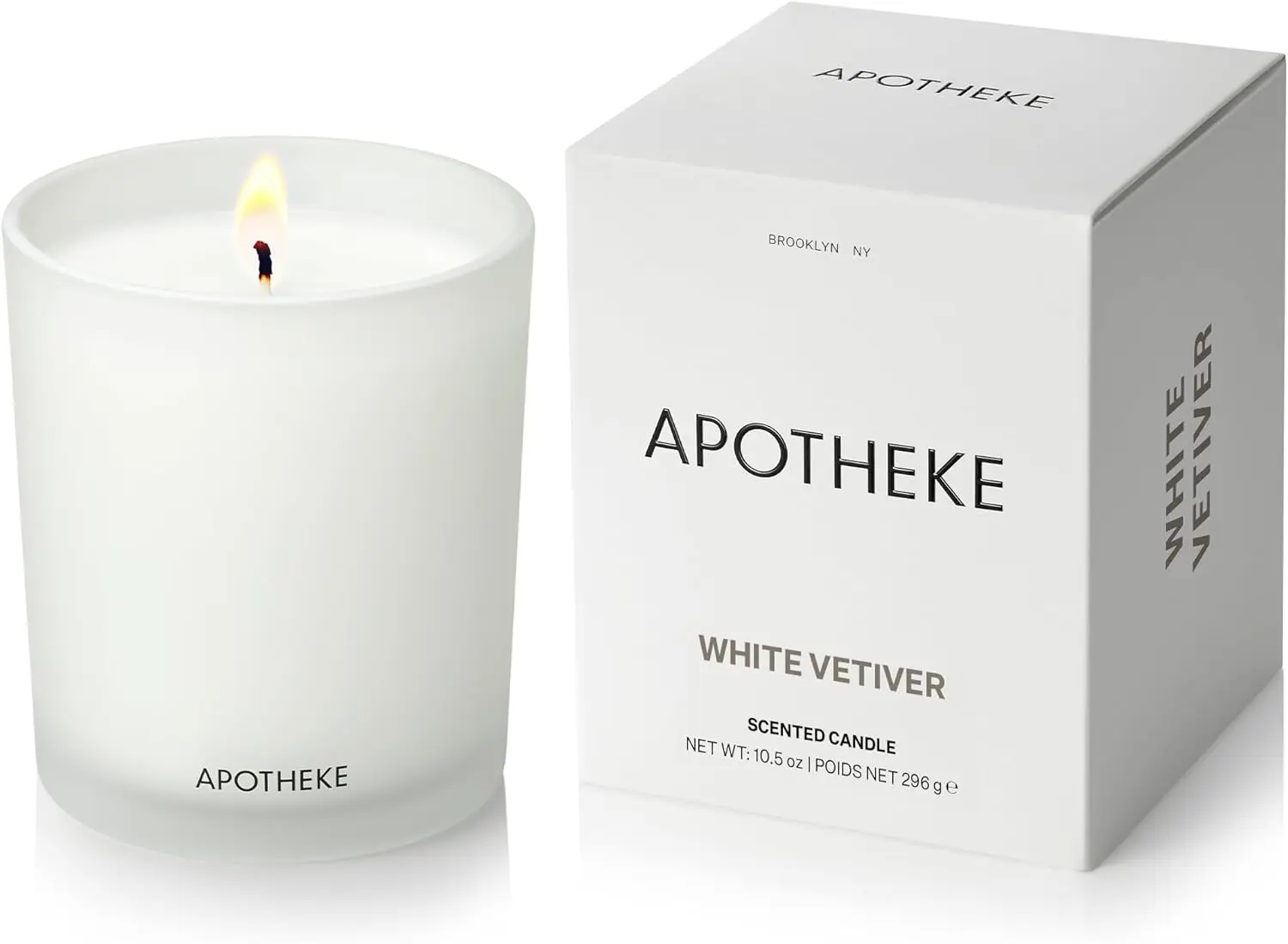 

White Vetiver Scented Candle - 10.5 oz Soy Wax, Non-Toxic, Large Jar for Home Decor & Gifts