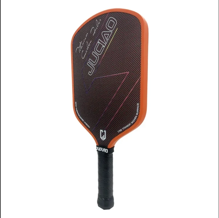 Carbon Fiber Orange Titanium Woven Surface Foam Build Edging Unibody Thermoformed Pickleball Paddle