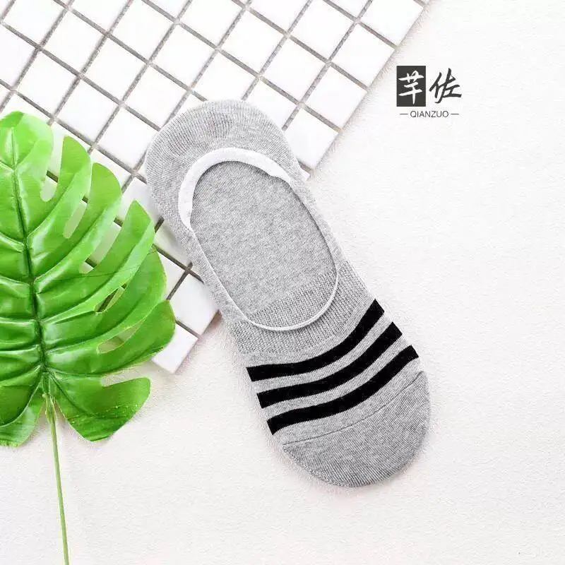 Men's Summer Anti-Odor Silicone Invisible Low-Cut Socks Slip-Resistant Home Comfort Cotton Boat Socks Thin Design Casual Wear