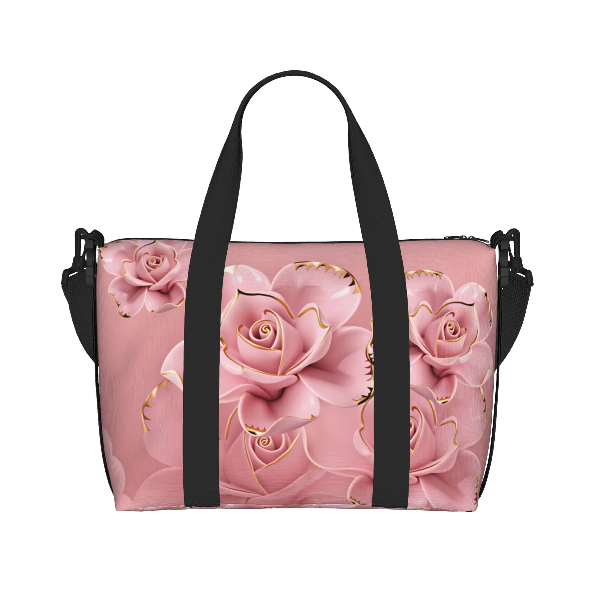 Custom Large Luxury High 3D Floral Tote Bag for Women Fashion Trend 3D Flowers Shopper Shoulder Gym Beach Travel Bag
