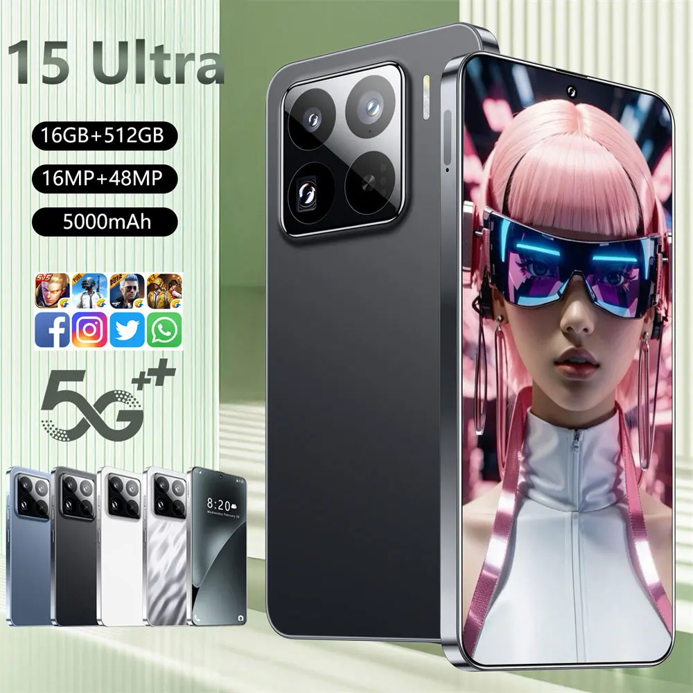2026 Nuovo 15 Ultra Smartphone 5G 7.0HD Doppia SIM Card 22G 2TB Telefono cellulare 8000mAh Android Versione globale Telefoni cellulari Cellulari