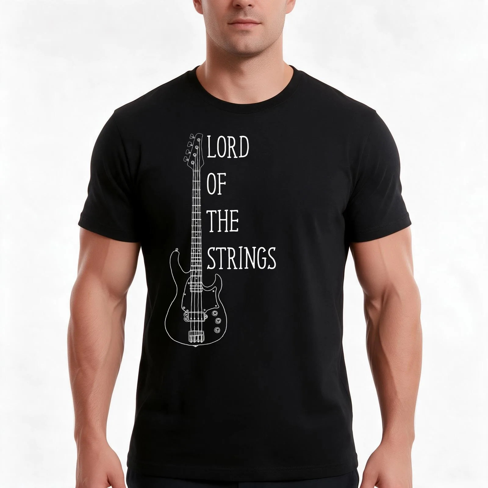 Lord Of The Strings Electric Guitar T Shirt T-Shirt, Summer Casual Cotton Tee, Oversized Streetwear Tops, Vintage Graphic Print