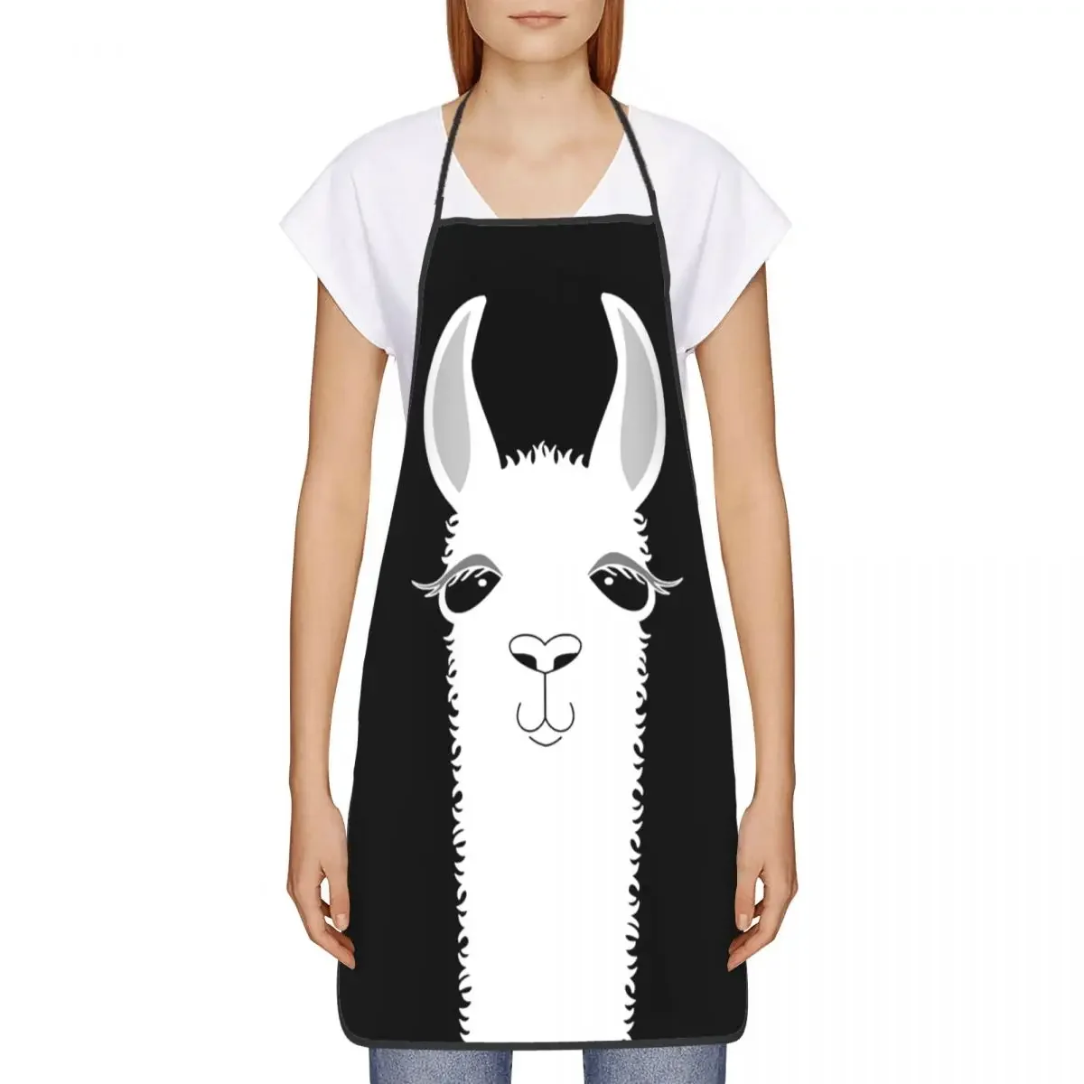 Unisex Llama Alpaca Bib Apron Adult Women Men Chef Tablier Cuisine for Kitchen Cooking Animal Gardening