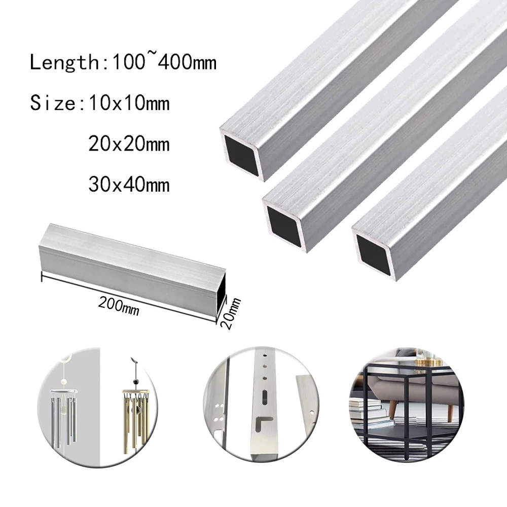 1 pcs Aluminum Square Tube Metal Alloy Box Tubing Specifications 10x10mm/20x20mm/30x40 Complete Specifications Widely Used
