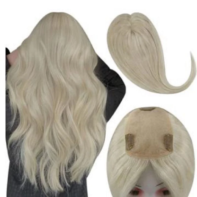 Youngsee Hair Toppers for Women With Thinning hair With 3 Clips in Wigs Toppers 10-18Inches Blonde Color 100% Real Human Hair