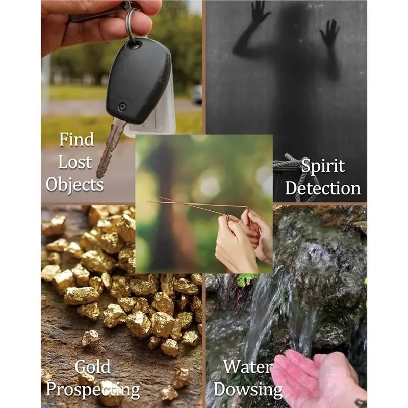 A88Z ポータブルフェルトバッグには、水占い、金の探知、質問への回答に使用する銅製ダウジングロッド2本が含まれています。