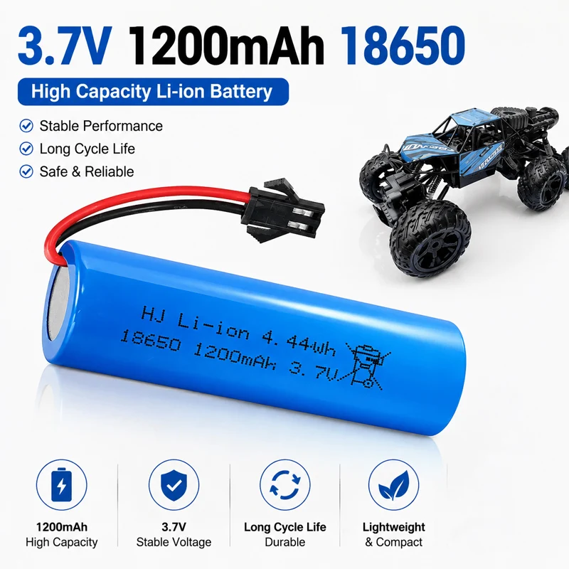 1200mAh 3.7V 18650 Rechargeable Lithium Battery for Climbing Car Off-road Vehicle Torsion Vehicles RC Toy with Protective Plate