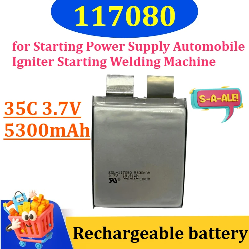 35C 3.7V 5300mAh 117080 Rechargeable Battery for Starting Power Supply Automobile Igniter Starting Welding Machine Battery