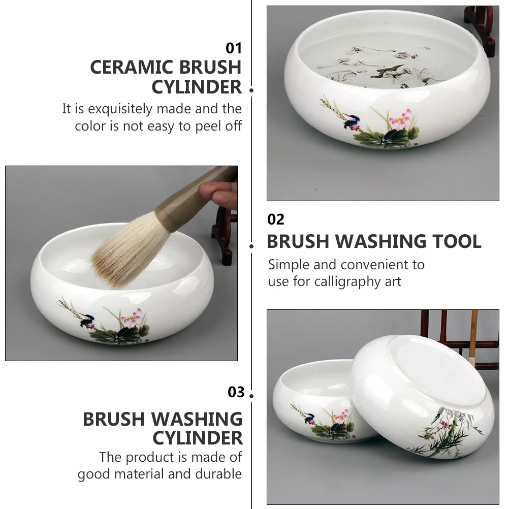 Writing Brush Washer Ceramic Washing Basin Calligraphy Brush Cup Calligraphy Washer Cup Ceramic Brush Washer