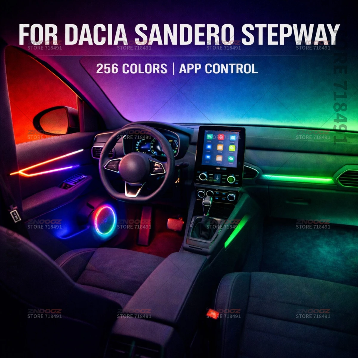

22in1 RGB Car Interior Acrylic Car Ambient Lights RGB Hidden Acrylic Strip Decoration Atmosphere Accessories For Sandero Stepway