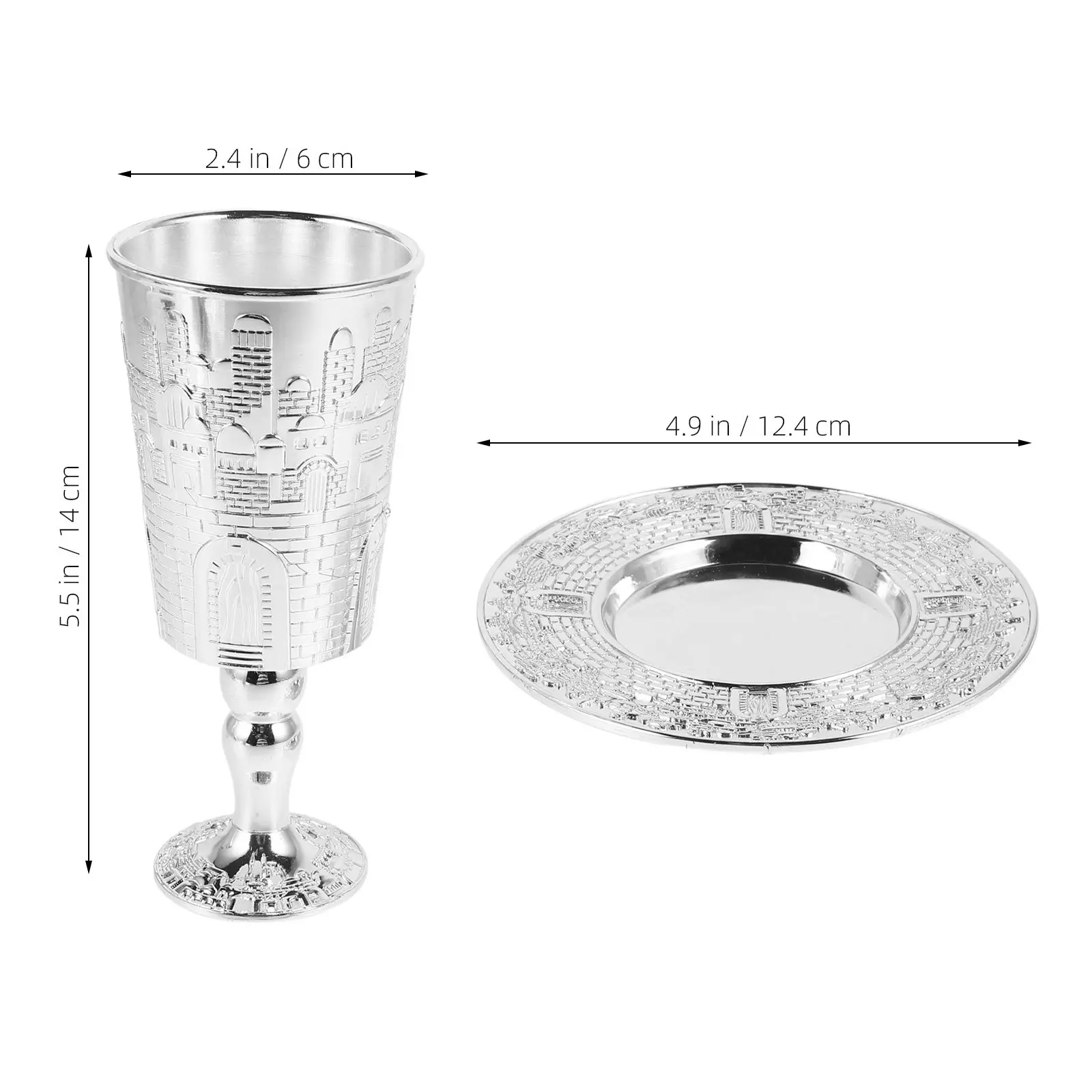 Holy Grail Wine Glass Set Unique Kiddush Cup Saucer Shabbat Holiday Decorations Sturdy Materials Beautiful Gift Option
