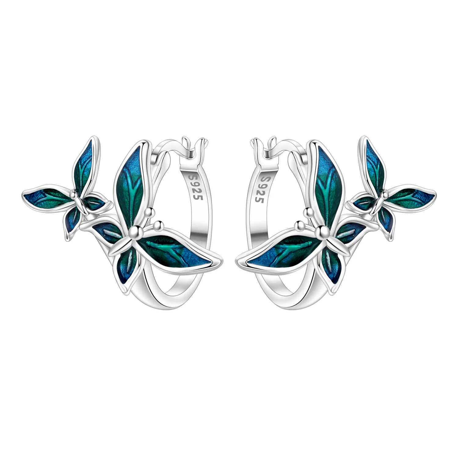 

PANPOKI Original 925 Sterling Silver Double Butterfly Insect Earrings Women Hoop Earring Anniversary Jewelry Trendy Gifts