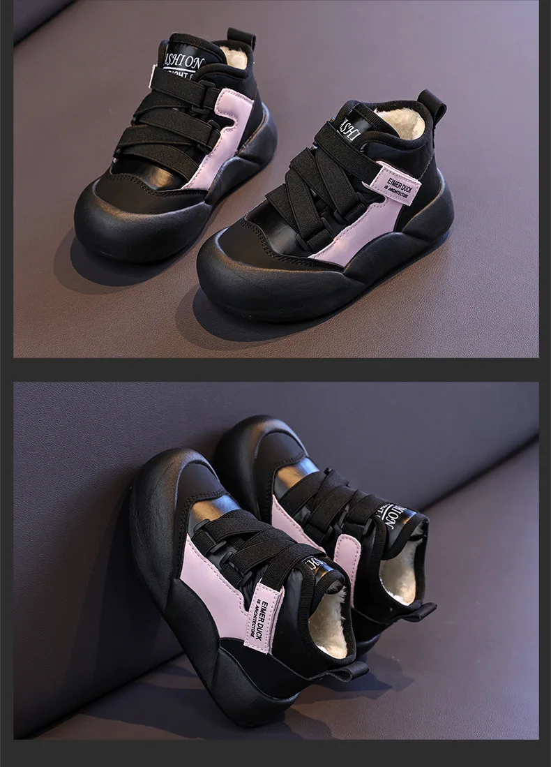 Jungen Mädchen Sportschuhe mit Fell 2026 Neue Mode Kinder Knöchelstiefel Warm für Winter Süße Schüler Kurze Stiefel Rutschfeste Weiche Sohle – Detail 15