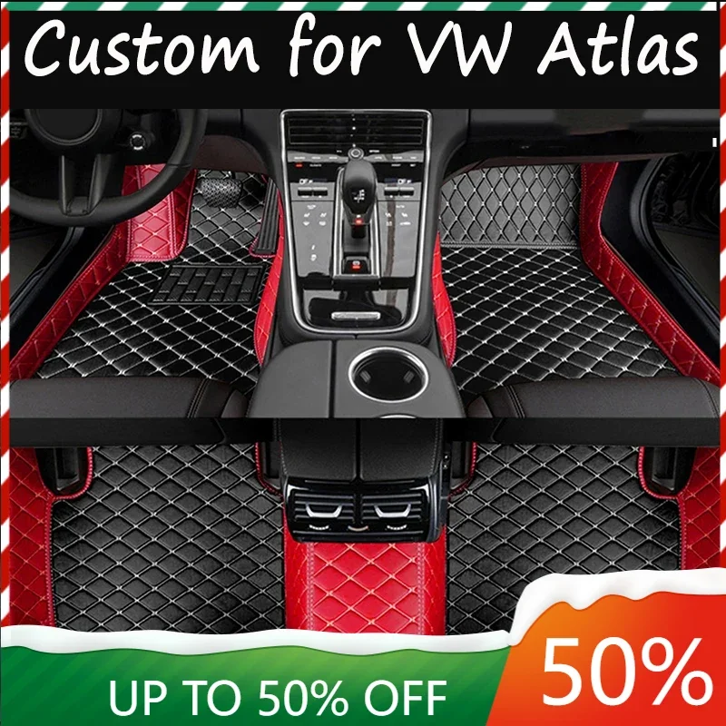 

Car Mats For Volkswagen VW Atlas Teramont CA1 2017~2022 Auto Interior Parts Floor Rug Carpet Luxury Leather Mat Car Accessories