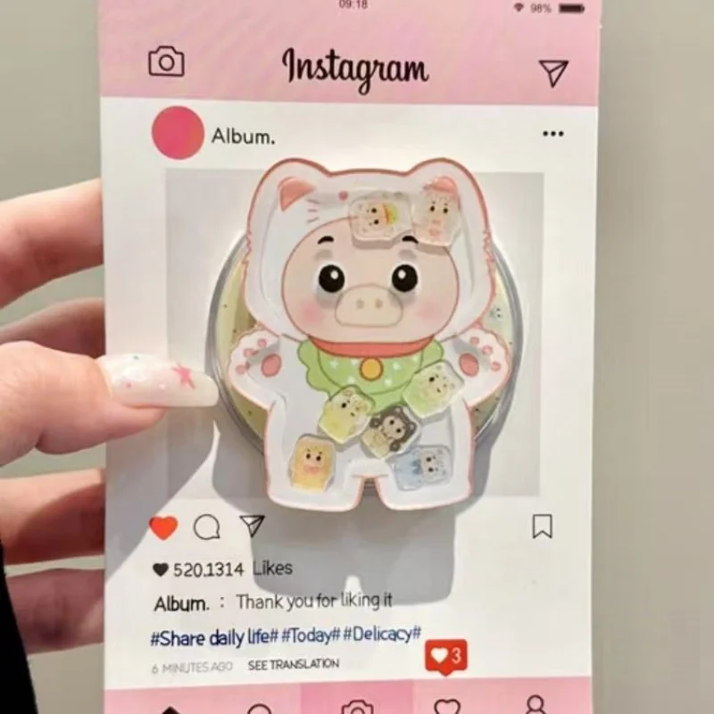 

Милый мультяшный зыбучий песок встряхивает поросенок для Magsafe Griptok, держатель для телефона, подставка для кольца на палец, поддержка IPhone 15, кронштейн для девочек