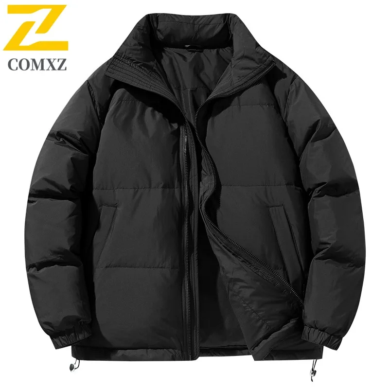 سترة مبطنة بسيطة من COMXZ بياقة واقفة بلون سادة سترة مبطنة للتخييم كورية دافئة وخفيفة الوزن للثلج وحشوة شتوية للرجال
