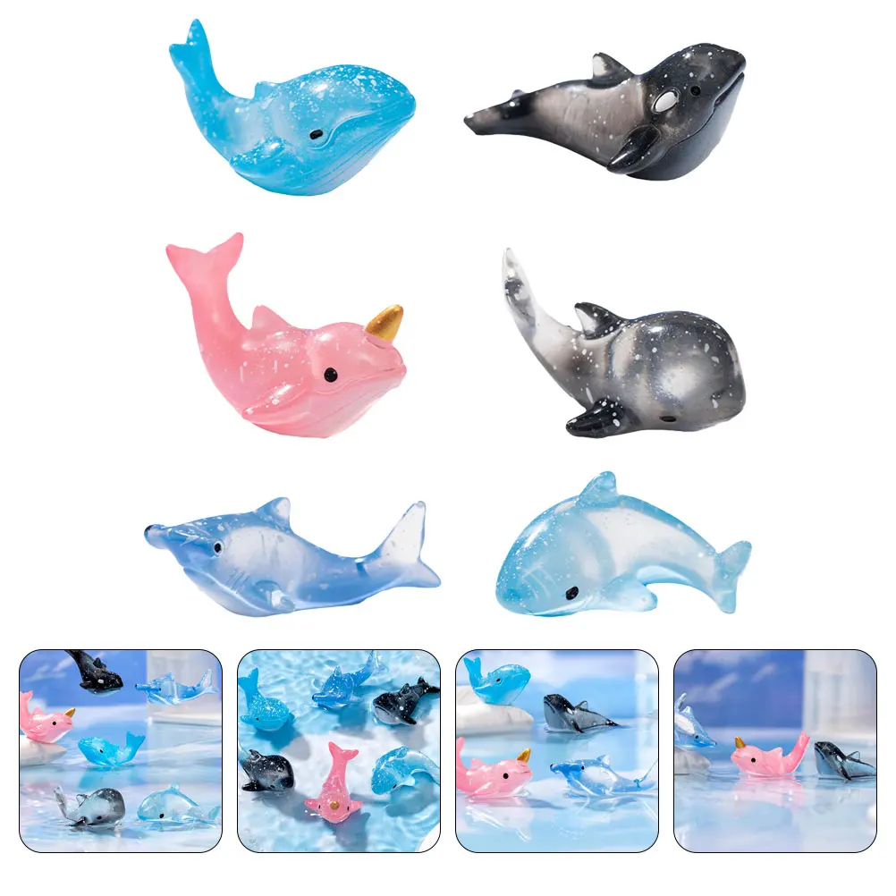 

6pcs Miniature Ocean Animal Figurines Aquarium Fish Tank Decorations Marine Toys Whale Shark Statues Resin Landscape