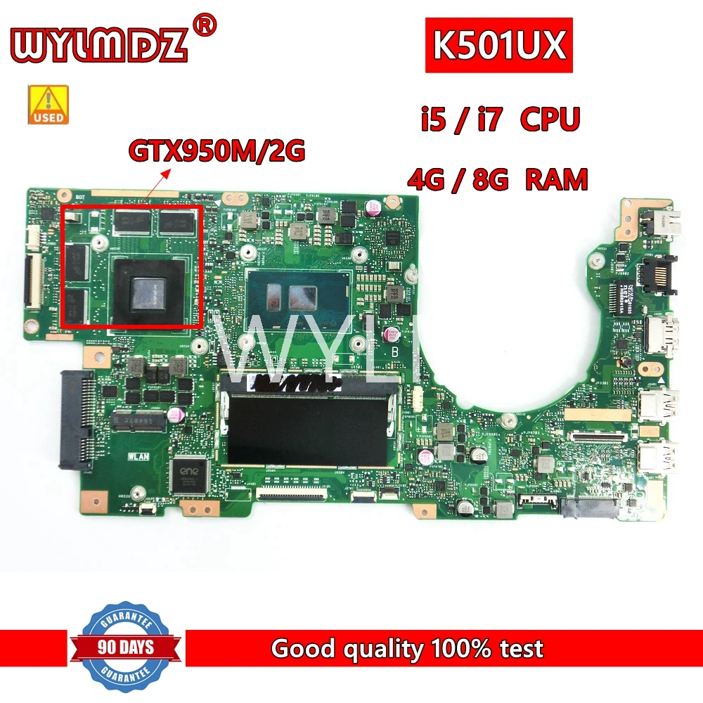 

K501UX i5/i7CPU GTX950M/2G 4G/8G RAM Mainboard For Asus K501U K501UQ K501UB K501UXM Laptop Motherboard Test OK