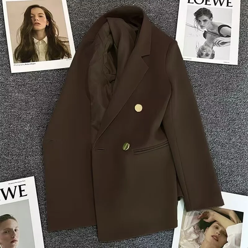 

Cross-Border Simple Korean Style Women's Suit Jacket Large Size Drapey Silhouette Spring Summer Commute Fashion Polyester