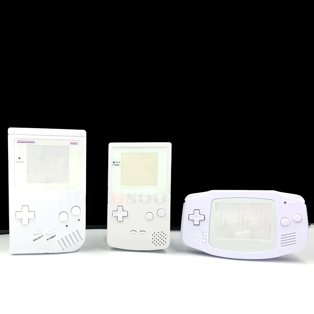 

Полностью белый чехол для Gameboy, сменные Чехлы для Nintendo GB GBA корпус GBC, крышка с резиновыми прокладками, стеклянный экран