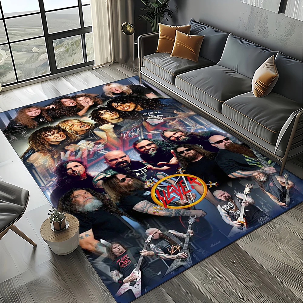 2025 New Style Slayer Heavy Metal Band Sign Carpet Rug for Living Room Bedroom Home Sofa Decoration,Kid Play Non-slip Floor Mat