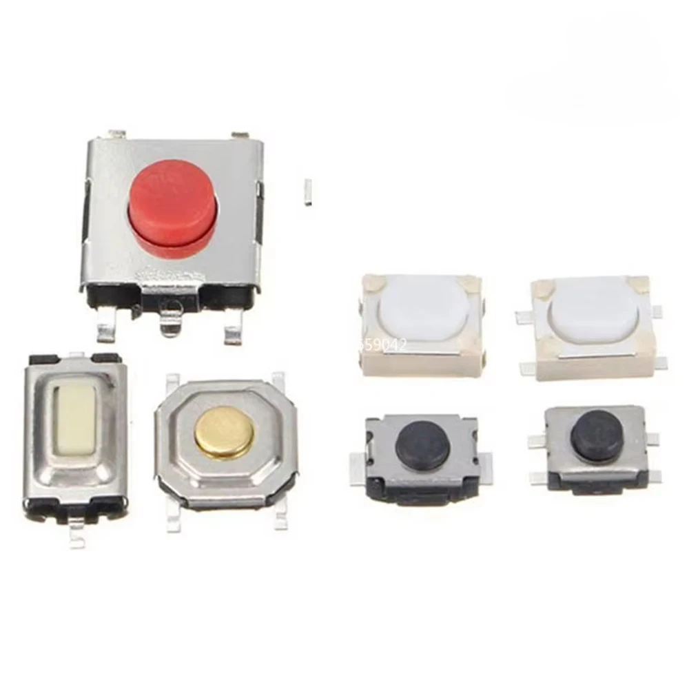 100Pcs 10-Types Tactile Push Button Switch - Micro Touch Switch for Car Remote Control Keys & Electronic Devices