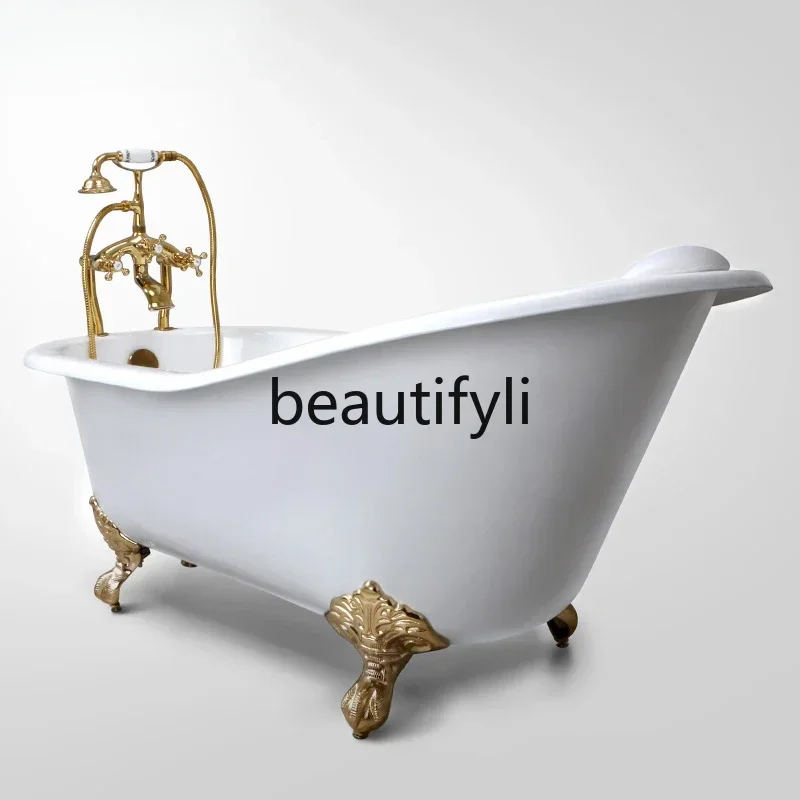 

AFreestanding Cast Iron Enamel European Princess Bathtub Adult Bath Vintage American Ceramics