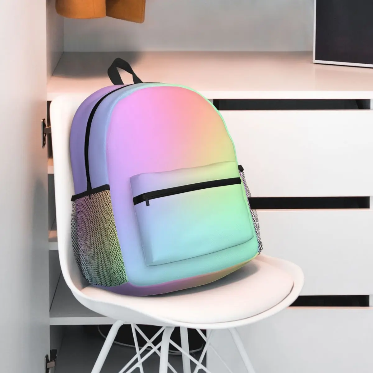 Pastel Glow Rainbow Gradient Backpack Daypack Large Capacity Kids BookBag School Bag Shoulder Bags for Men Women