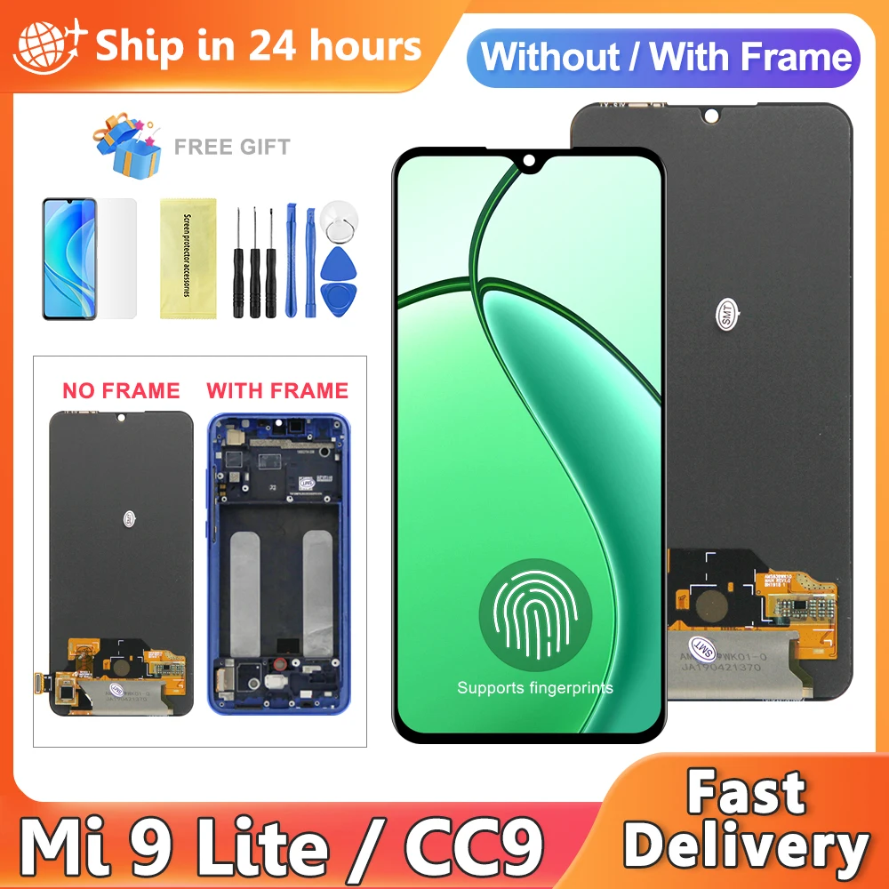 OLED CC9 Display For Xiaomi Mi 9 Lite M1904F3BG LCD Display Digital Touch Screen Assembly for Xiaomi Mi CC9 Screen Replacement