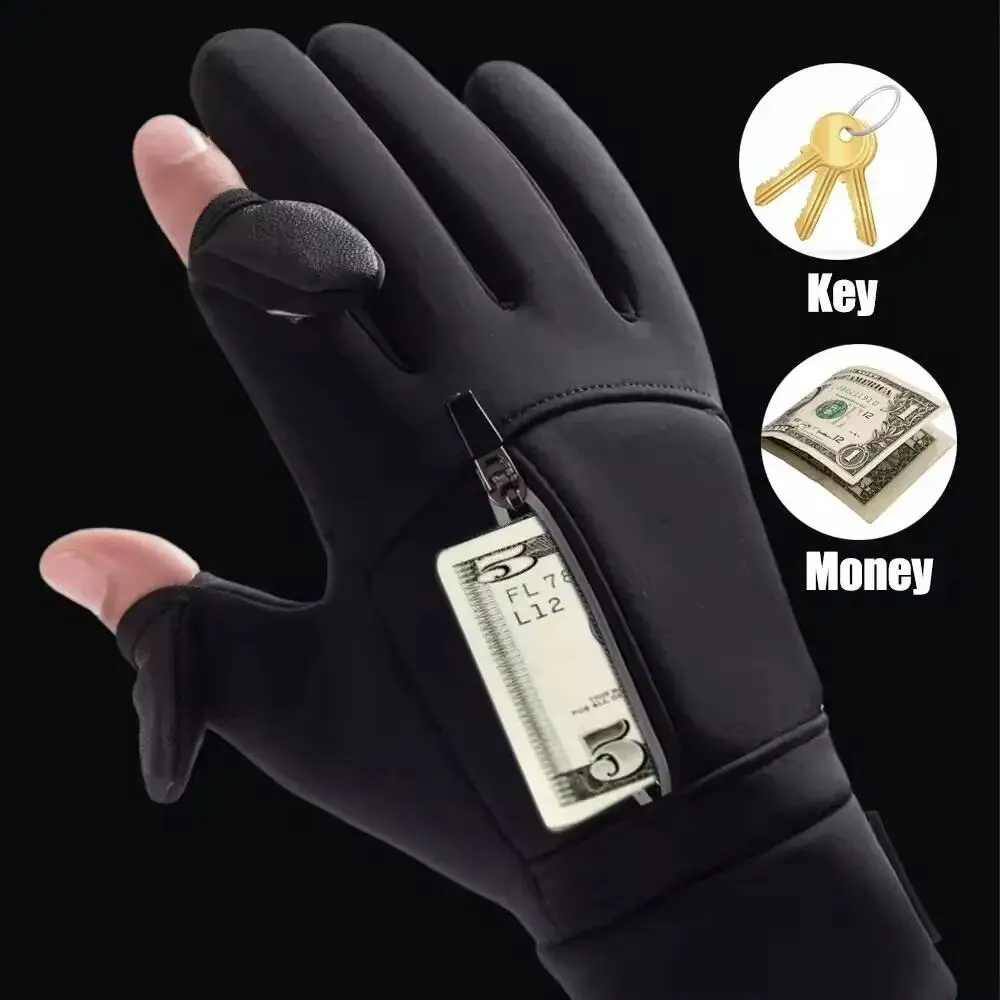 1 Pair Winter Warm Touch Screen Gloves Outdoor Windproof Waterproof Cold-proof Gloves Men Driving Cycling Fishing Ski Gloves