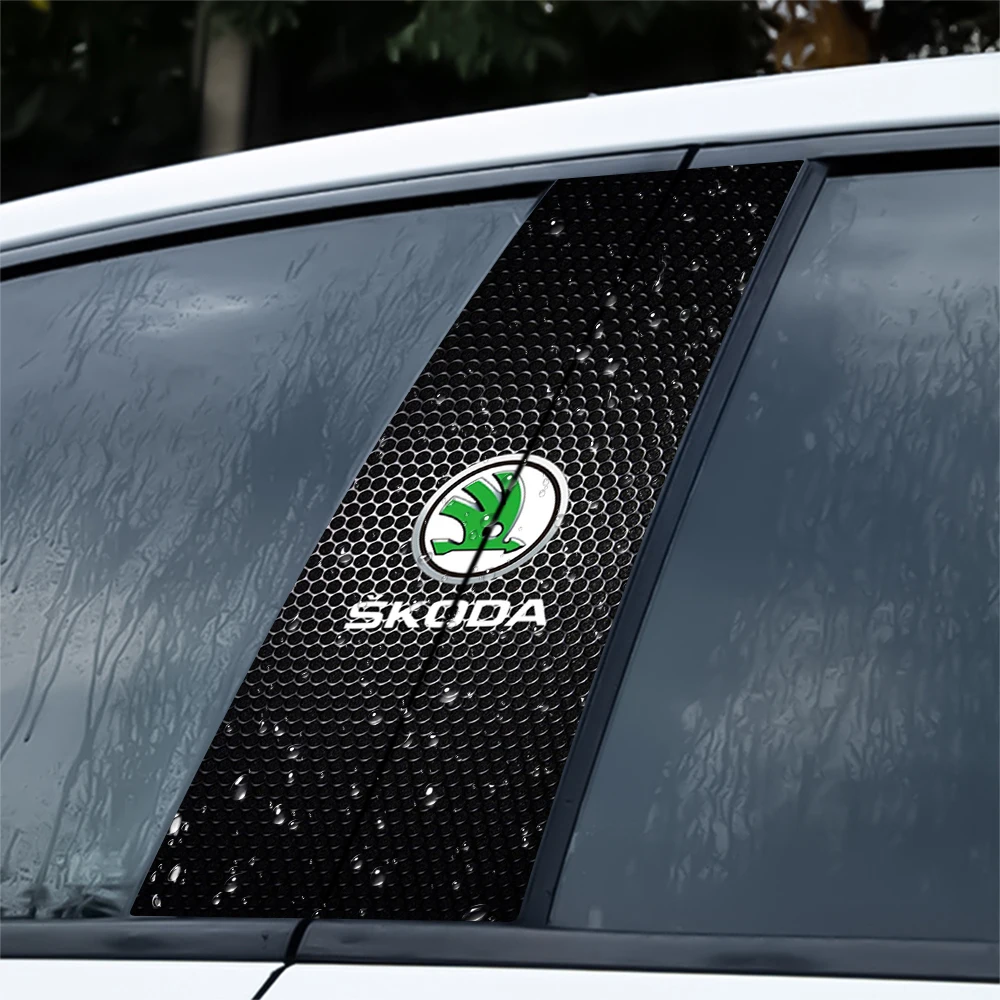For Skoda Octavia Fabia Kodiaq Rapid Car Door Middle Column Waterproof Dustproof Decal Auto B Pillar Decor Sticker Accessories