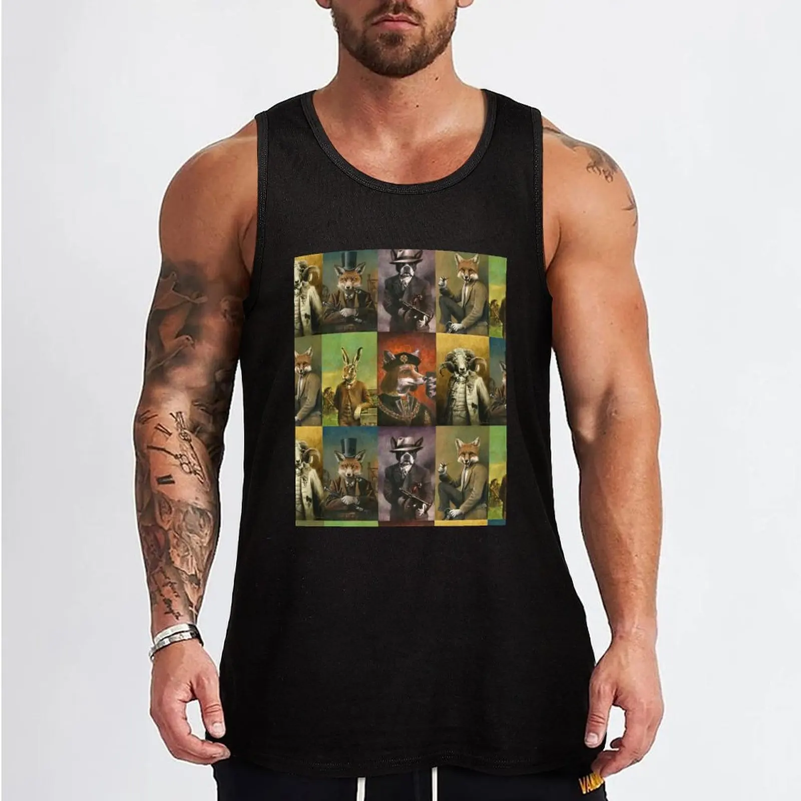 Historical Clothed Animals Montage Tank Top sleeveless man shirts anime gym Gym t-shirt man man vest