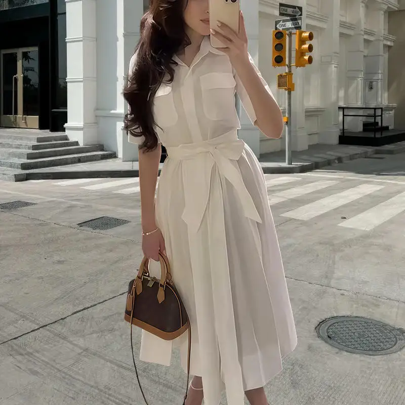 لون نقي irt حزام الخصر الوقوف طوق مرونة الخصر ألف خط الدكتور العادية Sve تنورة Sle المرأة الدكتور البوليستر النسيج