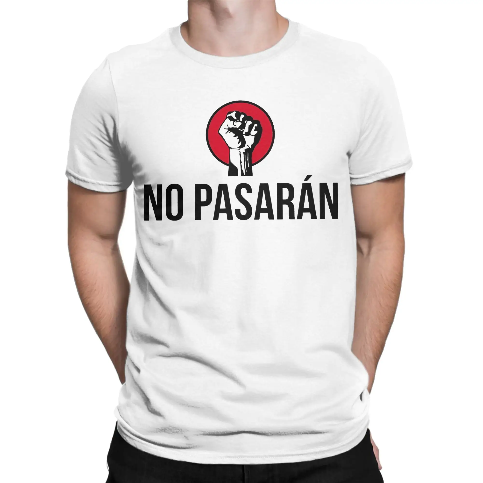 Funny No Pasaran Revolution T Shirt Men's O-neck Short Sleeve Clothing  Cotton Summer Tops