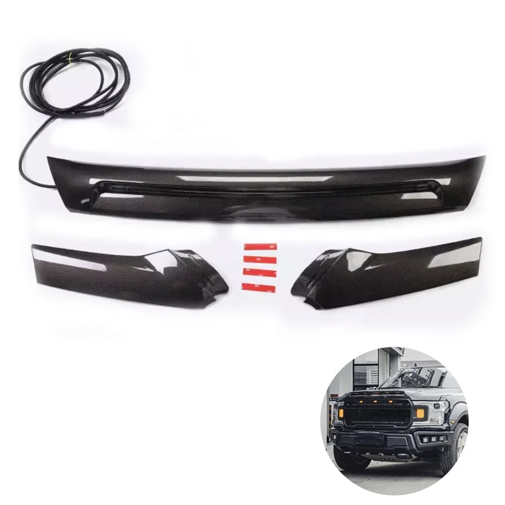 For Ford F150 Hood Deflector Bug Shield Protector Sandstone Block with Light Offroad Accessory for Vehicle Protection