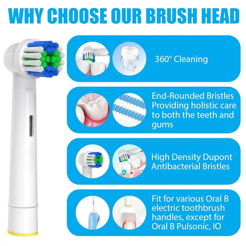 Compatible with Oral B Electric Toothbrush Replacement Brush Heads, Professional Toothbrush Head Refills for Pro and D Series image 3