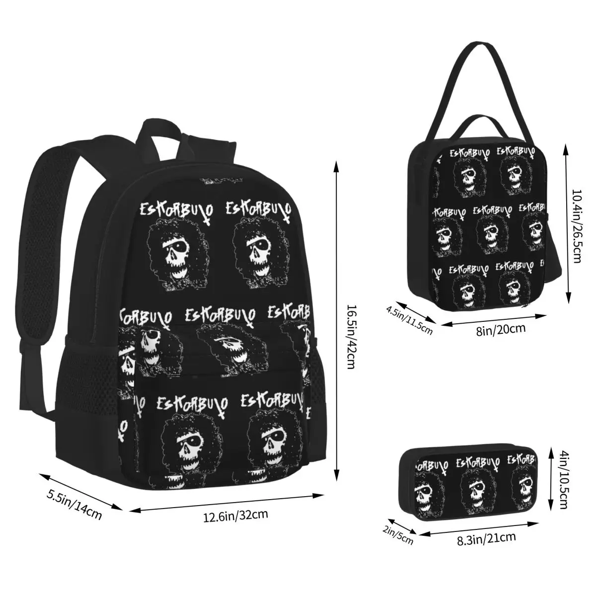 Eskorbuto Band Backpacks Students Bookbag School Bags Kids Rucksack Lunch Bag Pen Bag Three-Piece Set