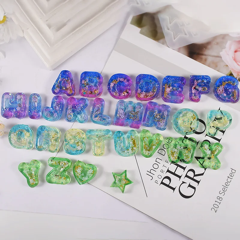 DIY English Letter Shaped Silicone Mold Epoxy Resin Mold Shaker Mold Quicksand Mold Jewelry Accessories