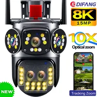 DIFANG 8K 15MP WiFi Surveillance IP Camera Outdoor 3 Screen 10X Optical Zoom 360° View Security Camera PTZ Video Cam CCTV