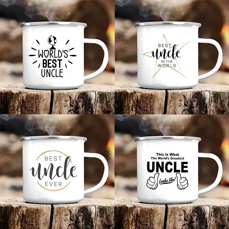 Worlds Best Uncle Print Mugs Creative Beer Wine Coffee Tea Cup Drinks Milk Cup Camping Enamel Mugs Handle Drinkware Best Gift